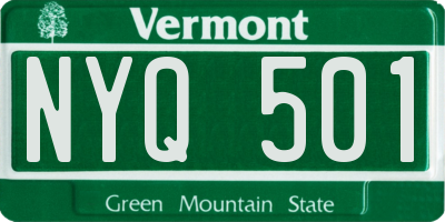 VT license plate NYQ501