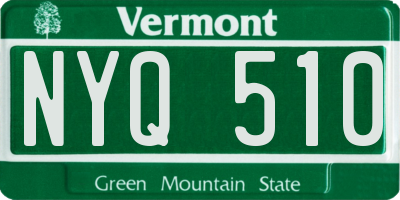 VT license plate NYQ510