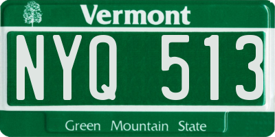 VT license plate NYQ513