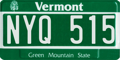 VT license plate NYQ515