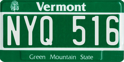 VT license plate NYQ516