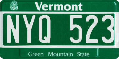 VT license plate NYQ523