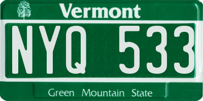 VT license plate NYQ533