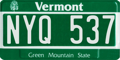 VT license plate NYQ537