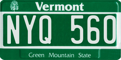 VT license plate NYQ560