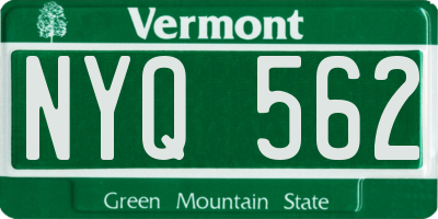 VT license plate NYQ562