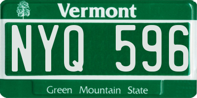 VT license plate NYQ596