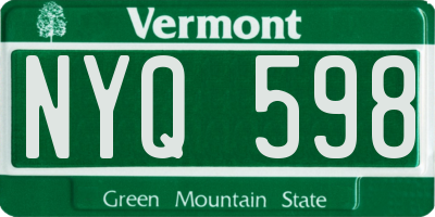 VT license plate NYQ598