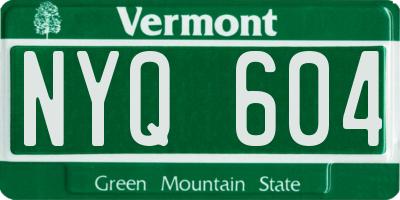 VT license plate NYQ604