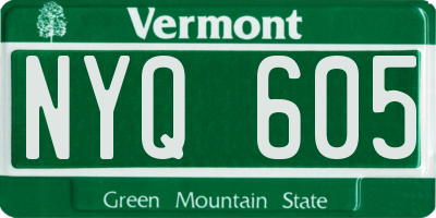 VT license plate NYQ605