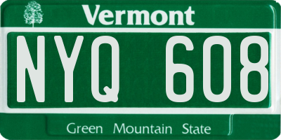 VT license plate NYQ608