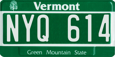 VT license plate NYQ614