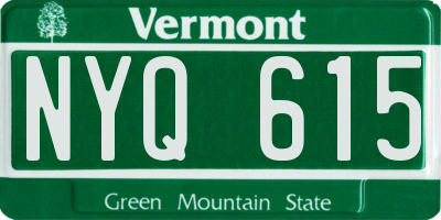 VT license plate NYQ615