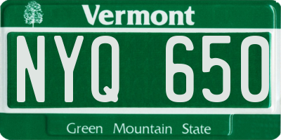 VT license plate NYQ650