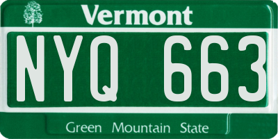 VT license plate NYQ663