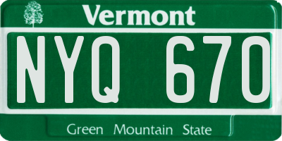 VT license plate NYQ670