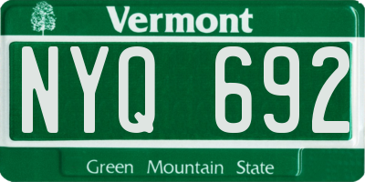 VT license plate NYQ692