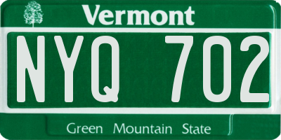 VT license plate NYQ702