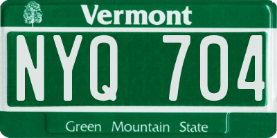 VT license plate NYQ704