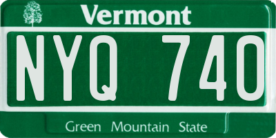 VT license plate NYQ740