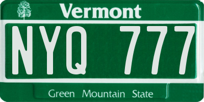 VT license plate NYQ777