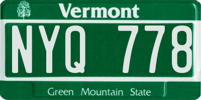 VT license plate NYQ778