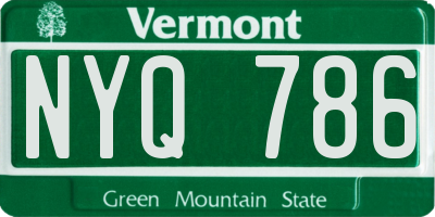 VT license plate NYQ786