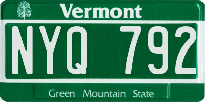 VT license plate NYQ792