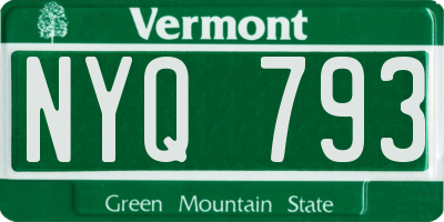 VT license plate NYQ793