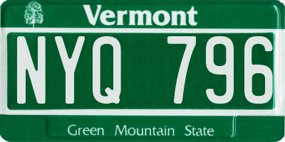 VT license plate NYQ796
