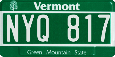 VT license plate NYQ817