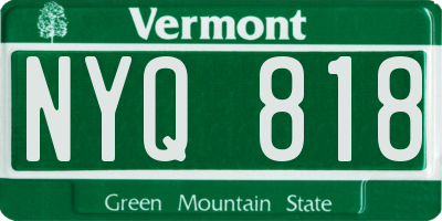 VT license plate NYQ818