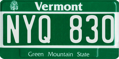 VT license plate NYQ830