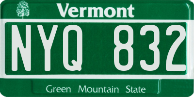 VT license plate NYQ832