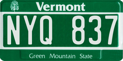 VT license plate NYQ837