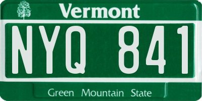 VT license plate NYQ841