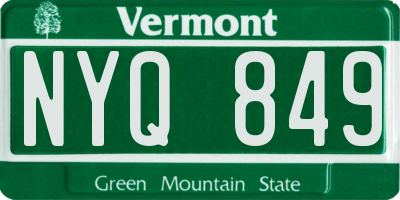 VT license plate NYQ849