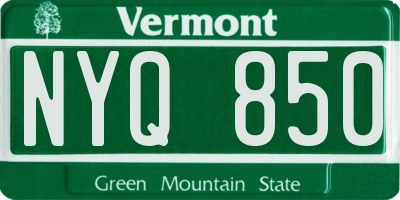 VT license plate NYQ850