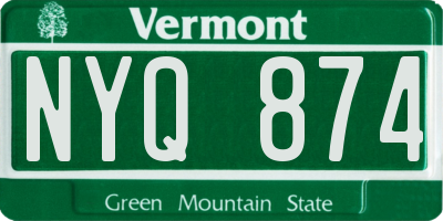 VT license plate NYQ874