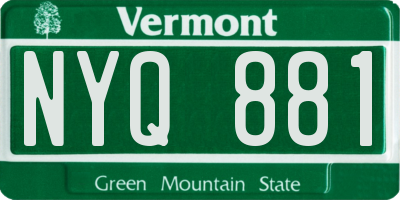 VT license plate NYQ881