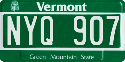 VT license plate NYQ907