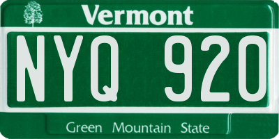 VT license plate NYQ920