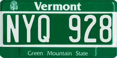 VT license plate NYQ928