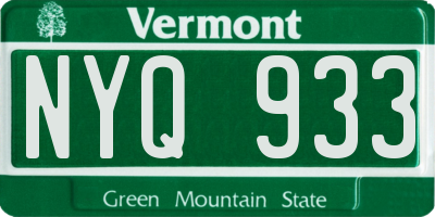 VT license plate NYQ933