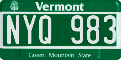 VT license plate NYQ983