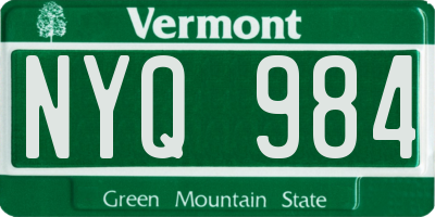 VT license plate NYQ984