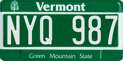 VT license plate NYQ987