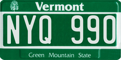 VT license plate NYQ990