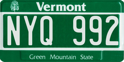 VT license plate NYQ992