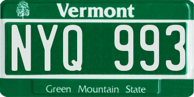 VT license plate NYQ993